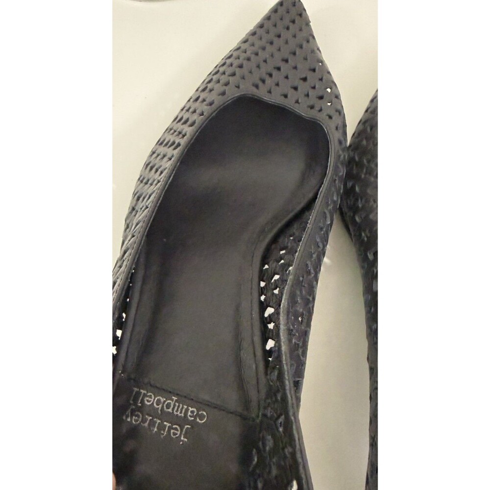 JEFFREY CAMPBELL Alter-Ego Kitten Heel Pump Black Laser-Cut Heart Star Sz 8 - Picture 6 of 13